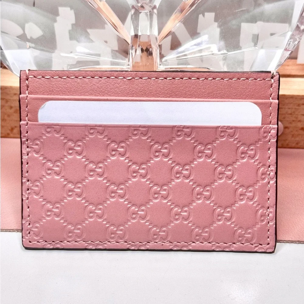 SOLD Gucci Micro Guccissima Soft Pink Leather Card Case - Picture 2 of 5